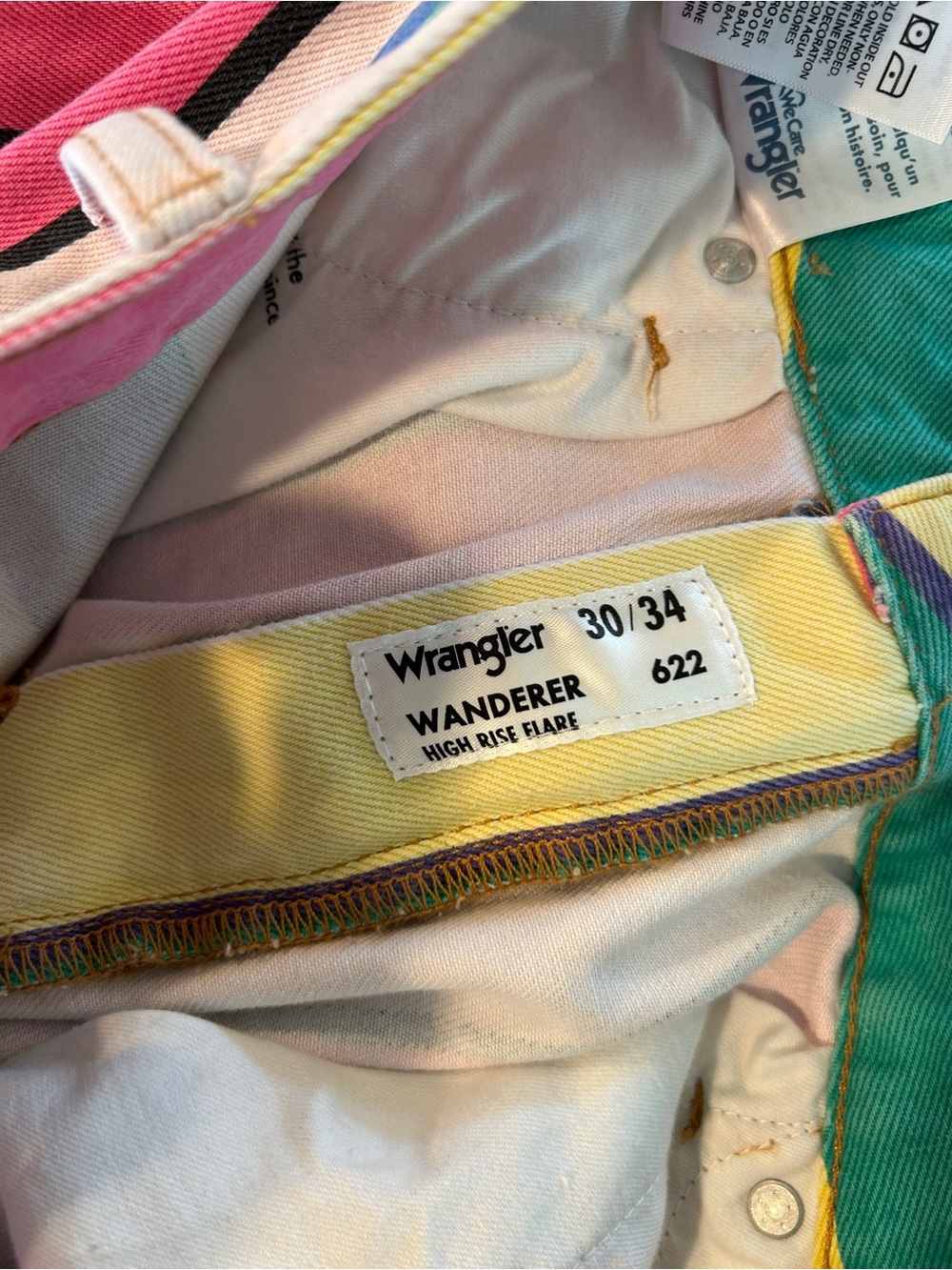 Wrangler Wanderer 622 High Rise Flare Jeans Womens Size 30x34 Multicolor Striped - Picture 10 of 11